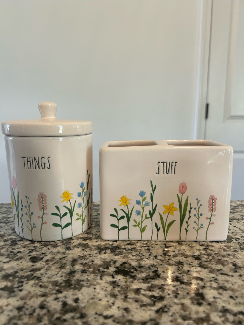 Rae Dunn Floral THINGS & STUFF Bathroom Set- 2 piece set